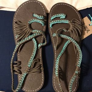 Stylish Brown and Teal Sandals
